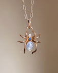 SHE WOVE A WEB THAT I WANTED TO BE CAUGHT INSIDE OF // BEAUTIFUL LARGE MOONSTONE SPIDER PENDANT