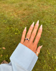 AT THE CENTER OF MYSELF I ENCOUNTERED DARKNESS AND I LOVED IT TO LIGHT // VINTAGE 1970's SAPPHIRE AND DIAMOND RING