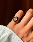 EVEN BEDS OF ROSES NEED TIME TO REST // 1900's FRENCH ROSE CUT DIAMOND AND BLACK ENAMEL MOURNING RING