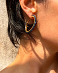 COME WITH ME TO THE SOFT PLACES WHERE THE RIVER FLOWS // SAPPHIRE AND GOLD BEADED HOOPS