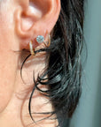 THE SUN DIPING BELOW THE DESERT HORIZON IN MY REARVIEW MIRROR // VINTAGE DIAMOND STUDS
