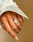 HEAVEN IS TRACING MY FINGERTIPS OVER THE CURVES OF YOUR BACK // ELONGATED MOONSTONE AND DIAMOND ROMANCE RING