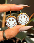THANK YOU FOR SHOPPING // HAND CARVED SMILEY FACE CAMEO EARRINGS