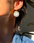 THANK YOU FOR SHOPPING // HAND CARVED SMILEY FACE CAMEO EARRINGS