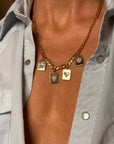 I'M A FULL HOUSE, BABY // GOLD AND DIAMOND MOSAIC POKER FACE CHARM NECKLACE