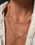 LAY ME DOWN AND COVER ME IN MOONLIGHT // 36in STRAND OF RAINBOW MOONSTONES IN 14K