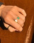 THE SUN ABOVE AND THE GRASS BELOW AND BEING RIGHT WHERE I BELONG // EMERALD AND YELLOW DIAMOND TOI ET MOI BRIDGE RING