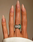 I MIGHT WRAP AROUND YOU BUT YOU'LL NEVER BE BOUND // ART DECO DIAMOND AND EMERALD BUCKLE RING