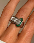 I MIGHT WRAP AROUND YOU BUT YOU'LL NEVER BE BOUND // ART DECO DIAMOND AND EMERALD BUCKLE RING