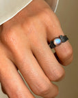 FLY ME TO THE MOON // WINGED MOONSTONE RING OF THE ARTS AND CRAFTS ERA