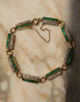 LAY YOUR HEAD DOWN HERE, LOVE ON THIS PATCH OF MOSS AND LISTEN TO THE TRICKLING STREAM // FRENCH DECO COLOMBIAN EMERALD AND OLD MINE CUT DIAMOND BRACELET