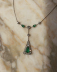 I'LL MEET YOU THERE IN THAT LITTLE GROVE WE USED TO HIDE WITHIN AND KISS // ART DECO COLOMBIAN EMERALD AND OLD MINE CUT DIAMOND NECKLACE