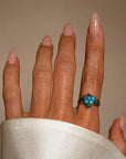 MAY THE GRAPES OF WRATH YEILD THE SWEETEST OF WINES // VICTORIAN TURQUOISE GRAPE MOTIF BACCHANAL RING