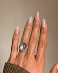 BY THE LIGHT OF THE BIG FAT MOON MY LOVE FOR YOU GREW // VINTAGE MOONSTONE AND DIAMOND HALO RING