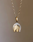 TAKE A RIDE AND GET LUCKY // 18K GOLD HORSE AND HORSESHOE PENDANT