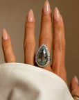 RUN TO THE RIVER, I'LL BE WAITING FOR YOU // LOVELY HUGE AQUAMARINE DINNER RING