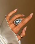 RUN TO THE RIVER, I'LL BE WAITING FOR YOU // LOVELY HUGE AQUAMARINE DINNER RING