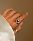 I WATCHED HER DANCE AND MY HEART FELT LIKE THE RIPEST OF APPLES // VINTAGE NO HEAT RUBY BALLERINA RING