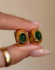IN THE HEAT OF THE SUMMER EVERYTHING WAS SO LUSH AND VERDANT // GIA CERTIFIED BRAZILIAN EMERALD CABOCHON HUGGIE HOOPS