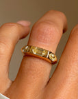 SHE'S A TRIPLE HEX KIND OF THREAT // HEAVY 18K GOLD HEX DIAMOND BAND