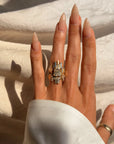 HELP ME LOSE MY MIND, DON'T GO EASY ON ME // EMERALD CUT DIAMOND BRUTALIST INSPIRED RING WITH BAGUETTE DIAMONDS