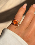 I HAVE THIS SMOLDERING DESIRE AND IT'S TIME I LET IT BURN FREELY // MEXICAN FIRE OPAL AND DIAMOND SIGNET PINKY RING