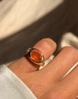 I HAVE THIS SMOLDERING DESIRE AND IT'S TIME I LET IT BURN FREELY // MEXICAN FIRE OPAL AND DIAMOND SIGNET PINKY RING