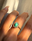 OF SUMMERS IN THE TREES LOOKING FOR TREASURES WITH SKINNED KNEES // VICTORIAN TURQUOISE AND OLD MINE DIAMOND HALO RING