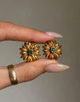 THE SUN BEAT DOWN ON MY SKIN BUT UNDERNEATH IT, I BLOOMED // VINTAGE EMERALD AND GOLD FLORAL EARRINGS
