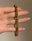 I REALLY AM A BARREL OF FUN, I TELL YA // VINTAGE HEAVY GOLD BARREL LINK BRACELET