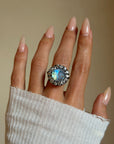 YOU WERE BORN UNDERNEATH A FULL MOON AND THAT BLESSING WILL FOLLOW YOU WHEREVER YOU MAY GO // MAN IN THE MOON VICTORIAN OLD MINE CUT DIAMOND HALO CONVERSION RINGDANT