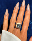 MY DARK AND MY LIGHT IN COMPANIONABLE MOVEMENT // 2.79ct EMERALD CUT DIAMOND RING WITH TITANIUM HALO