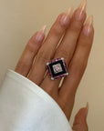 MATCH MY FREAK? HONEY, YOU'RE IN OVER YOUR HEAD // VINTAGE PINK SAPPHIRE AND ONYX POWER RING