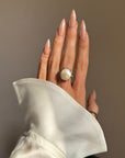 THE SIREN'S SONG CALLED ME DEEP, DEEP INTO WHAT WAS YET UNKNOWN // DIAMOND AND BAROQUE PEARL RING