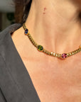 OF THE SUMMER RAIN SOFT AGAINST THE WILDFLOWER PETALS // MULTI GEM SET CUBAN LINK CHAIN