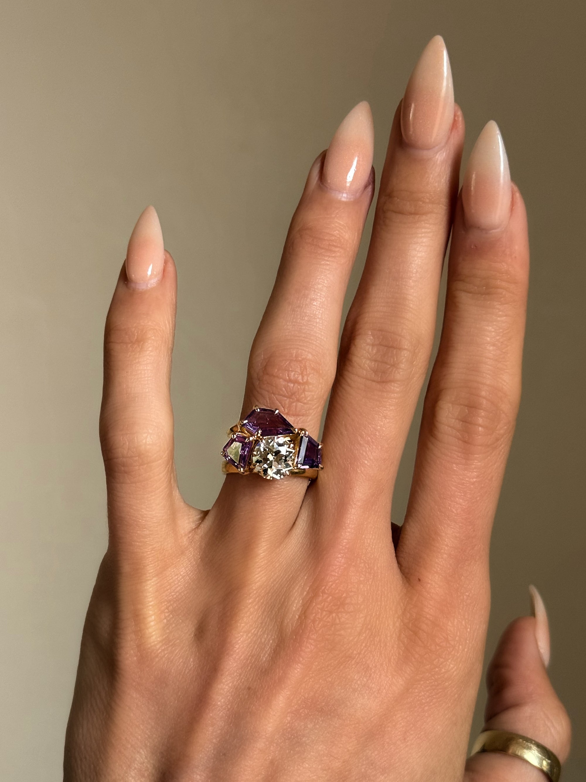 THE BROKEN THROUGH PARTS OF YOU ARE THE MOST BEAUTIFUL // ONE OF A KIND PURPLE SAPPHIRE AND DIAMOND RING