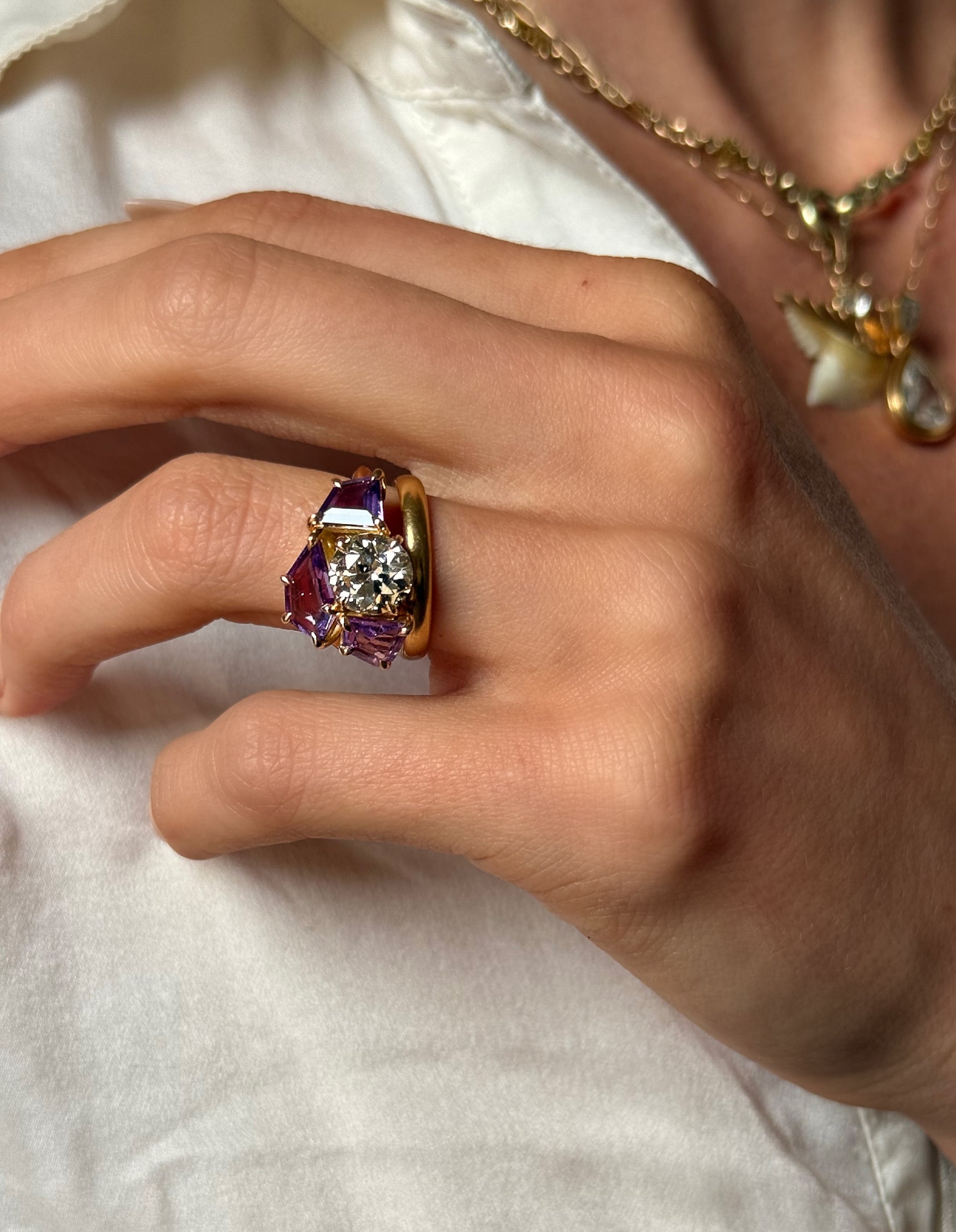 THE BROKEN THROUGH PARTS OF YOU ARE THE MOST BEAUTIFUL // ONE OF A KIND PURPLE SAPPHIRE AND DIAMOND RING