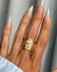 YOU'RE A SUPERNOVA // VINTAGE WIDE GOLD BAND WITH FANCY CUT DIAMONDS
