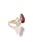 YOU STOKE MY FIRE WHERE OTHERS HAVE SMOTHERED IT AND I WILL ALWAYS LOVE YOU FOR THIS // ONE OF A KIND RUBY AND DIAMOND PEAR TOI ET MOI RING