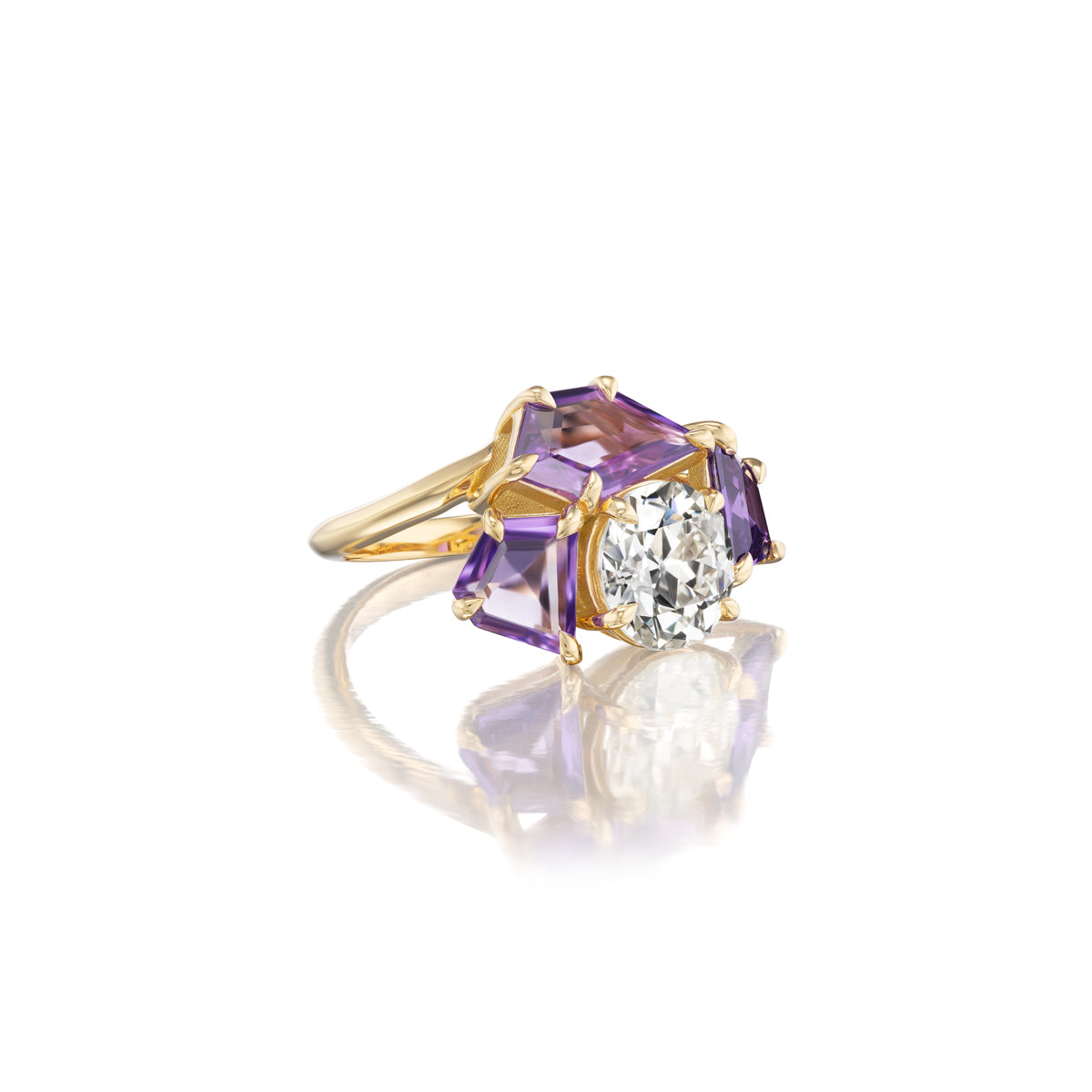THE BROKEN THROUGH PARTS OF YOU ARE THE MOST BEAUTIFUL // ONE OF A KIND PURPLE SAPPHIRE AND DIAMOND RING