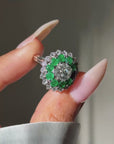 I'VE NEVER MET A FIELD I DIDN'T WANT TO FROLIC IN // MID CENTURY EMERALD AND OLD MINE CUT DOUBLE HALO RING