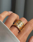 YOU'RE A SUPERNOVA // VINTAGE WIDE GOLD BAND WITH FANCY CUT DIAMONDS