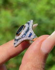I AM A BRILLIANT SUPERNOVA // BEAUTIFUL DIAMOND AND SAPPHIRE DINNER RING