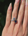 FORGET ME NOT AND I WILL KEEP BY YOUR SIDE, FOR ALWAYS // SPECTACULAR BELLE ÈPOQUE DIAMOND AND SAPPHIRE TOI ET MOI ENGAGEMENT RING