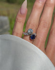 FORGET ME NOT AND I WILL KEEP BY YOUR SIDE, FOR ALWAYS // SPECTACULAR BELLE ÈPOQUE DIAMOND AND SAPPHIRE TOI ET MOI ENGAGEMENT RING