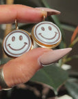 THANK YOU FOR SHOPPING // HAND CARVED SMILEY FACE CAMEO EARRINGS