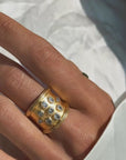 YOU'RE A SUPERNOVA // VINTAGE WIDE GOLD BAND WITH FANCY CUT DIAMONDS