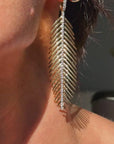 TRACING SHADOWS ON YOUR SKIN AS THE WIND BLOWS SOFTLY // ARTICULATED FEATHER FROND EARRINGS