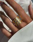 YOU'RE A SUPERNOVA // VINTAGE WIDE GOLD BAND WITH FANCY CUT DIAMONDS