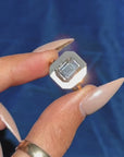 MY DARK AND MY LIGHT IN COMPANIONABLE MOVEMENT // 2.79ct EMERALD CUT DIAMOND RING WITH TITANIUM HALO